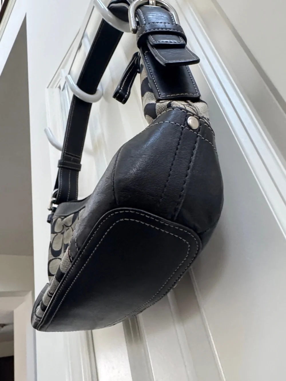Coach Vintage Black and Gray Signature Jacquard Shoulder Bag